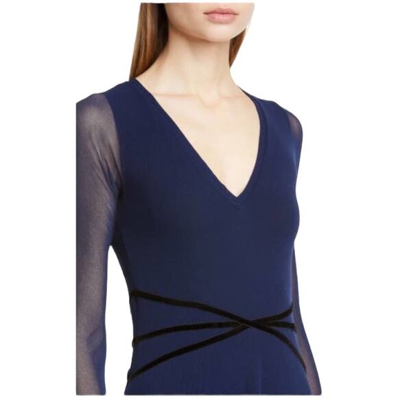 Fuzzi Jean Paul Gaultier NWT Long Sleeve Asymmetrical Maxi Dress Velvet Size M - Picture 3 of 12